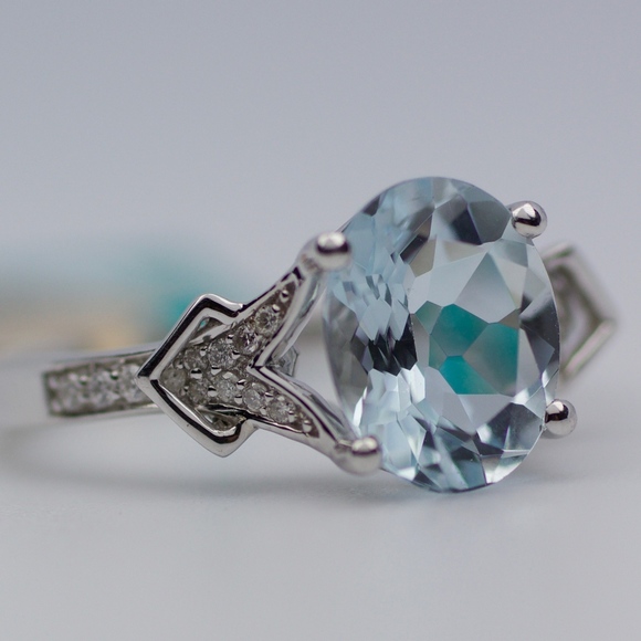 EFFY 14k White Gold Aquamarine And Diamond Ring
